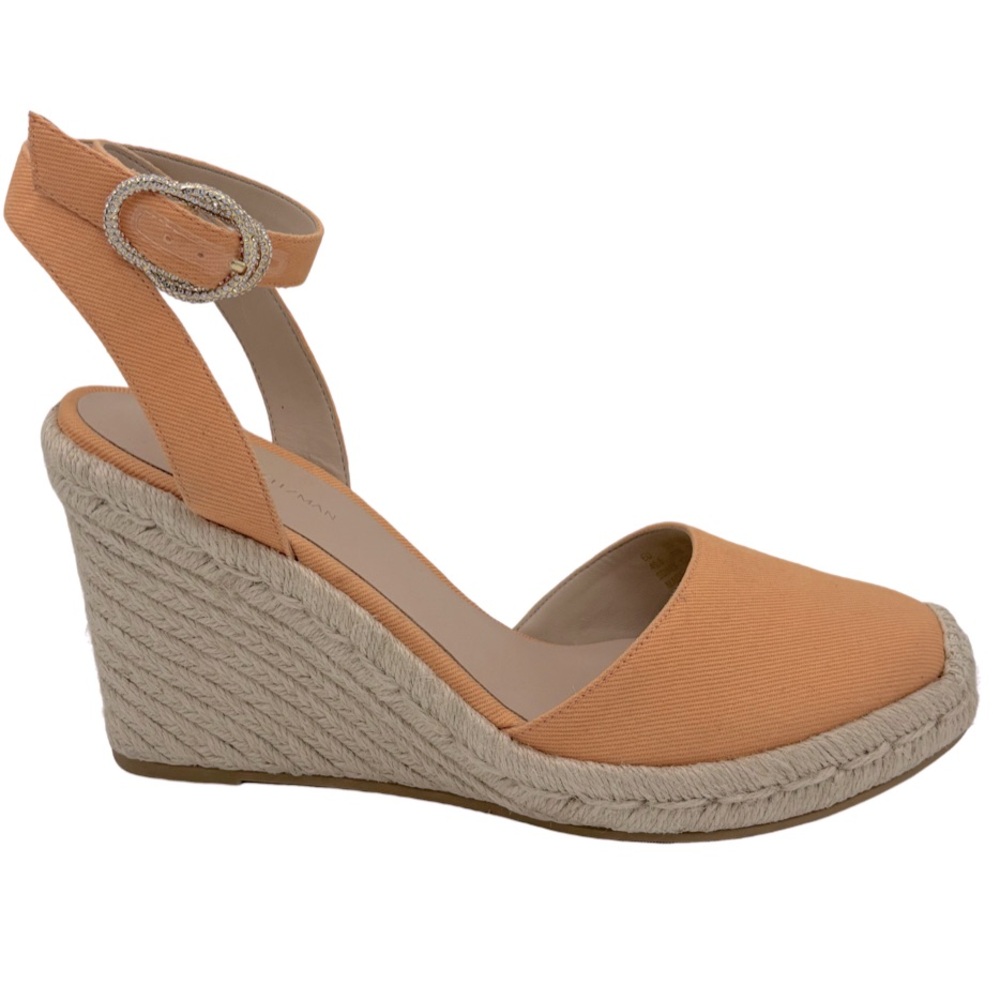 NWOB Stuart Weitzman  Mykonos Canvas Wedge Espadrilles in Orange Mango - Sz 10
